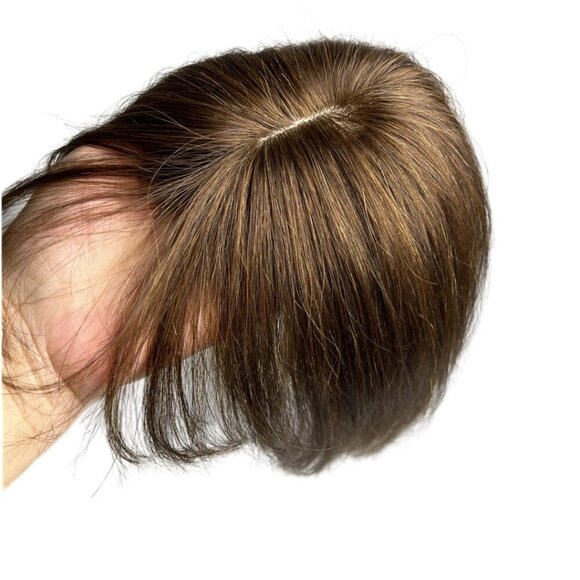 Human Hair Clip-In Bangs Blonde 10 Inch Light Brown Natural Full Coverage main image 6